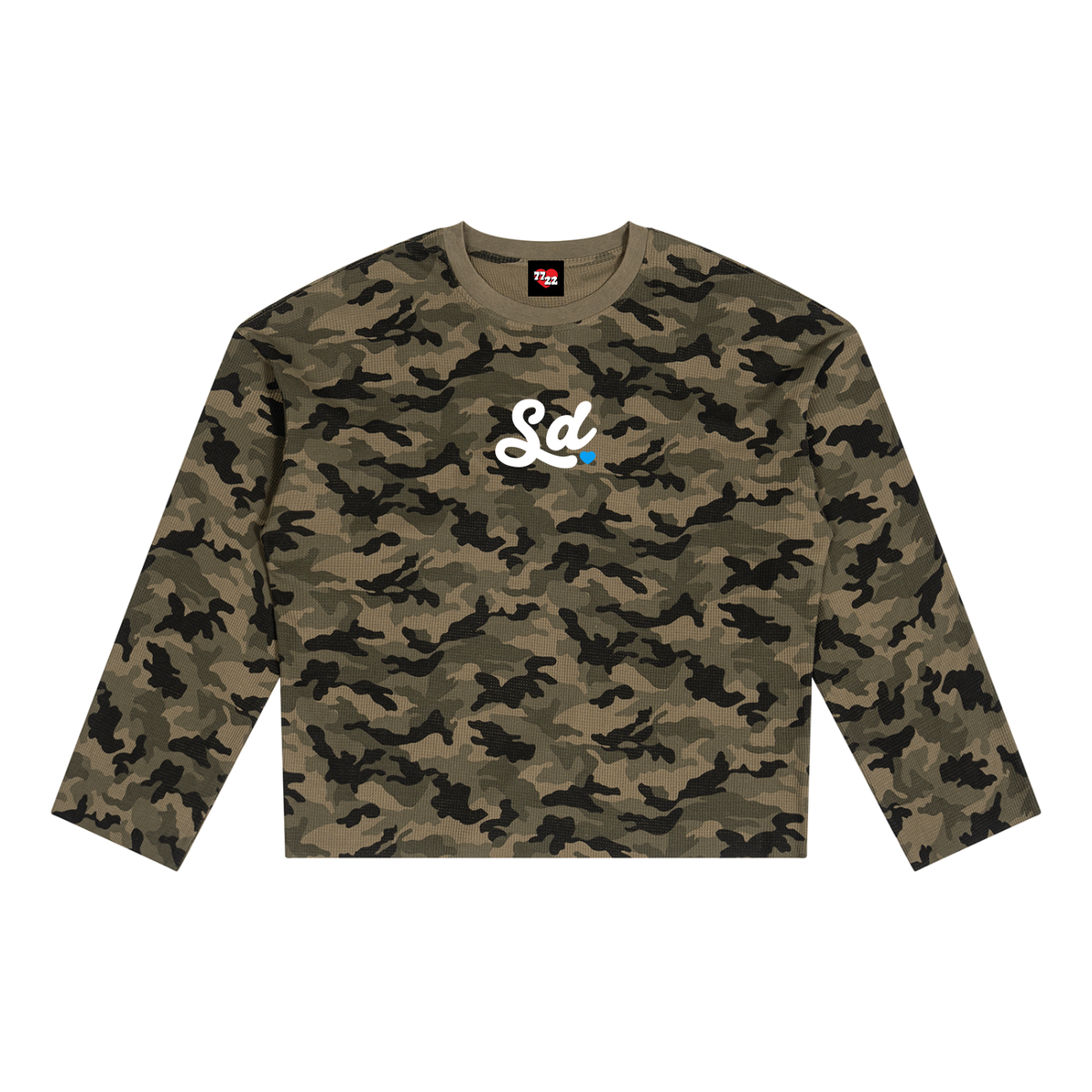 SD 💙 LA – Unisex Camo Waffle Raw Edge Tee