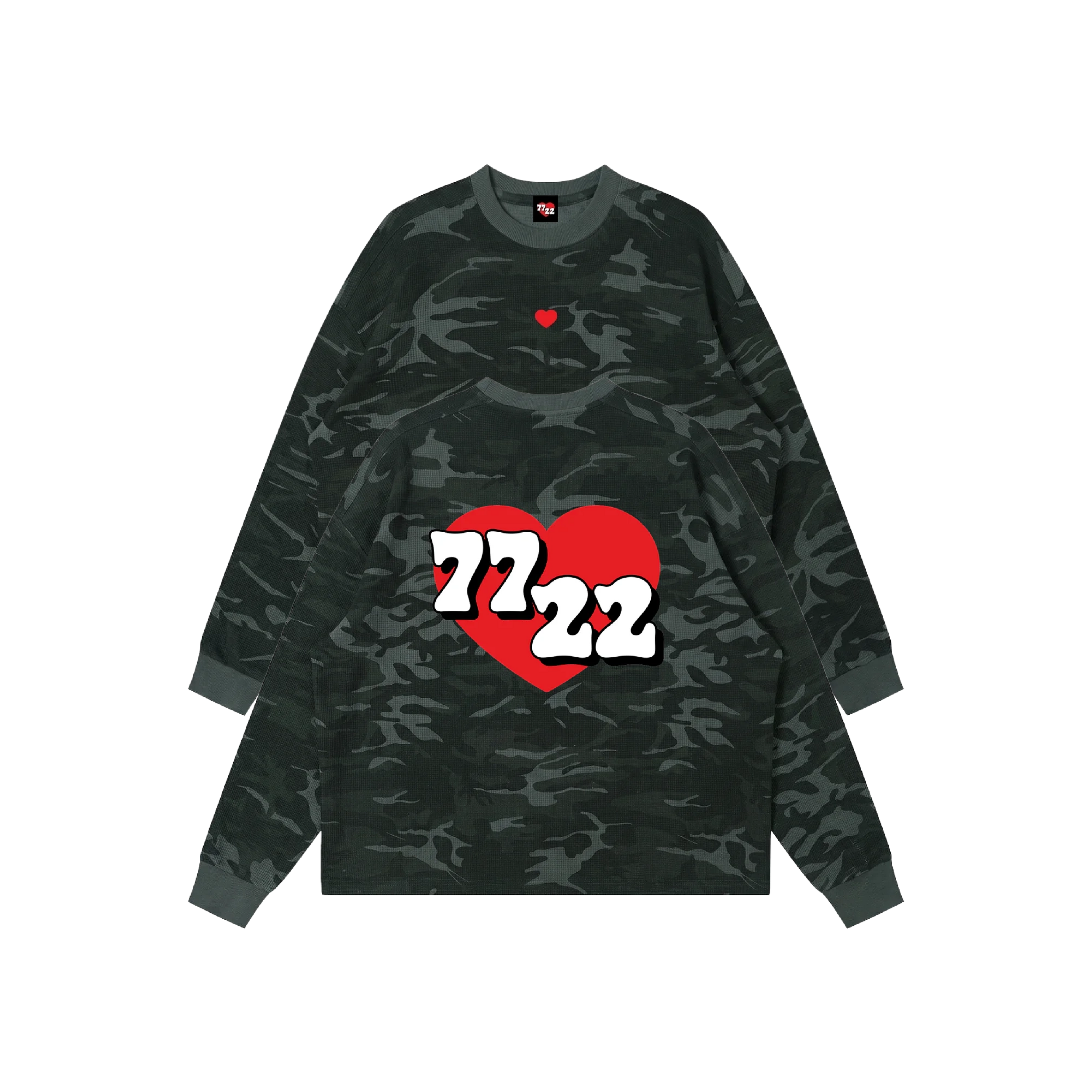 7722 (Red Heart) – Waffle Boxy Long Sleeve Tee