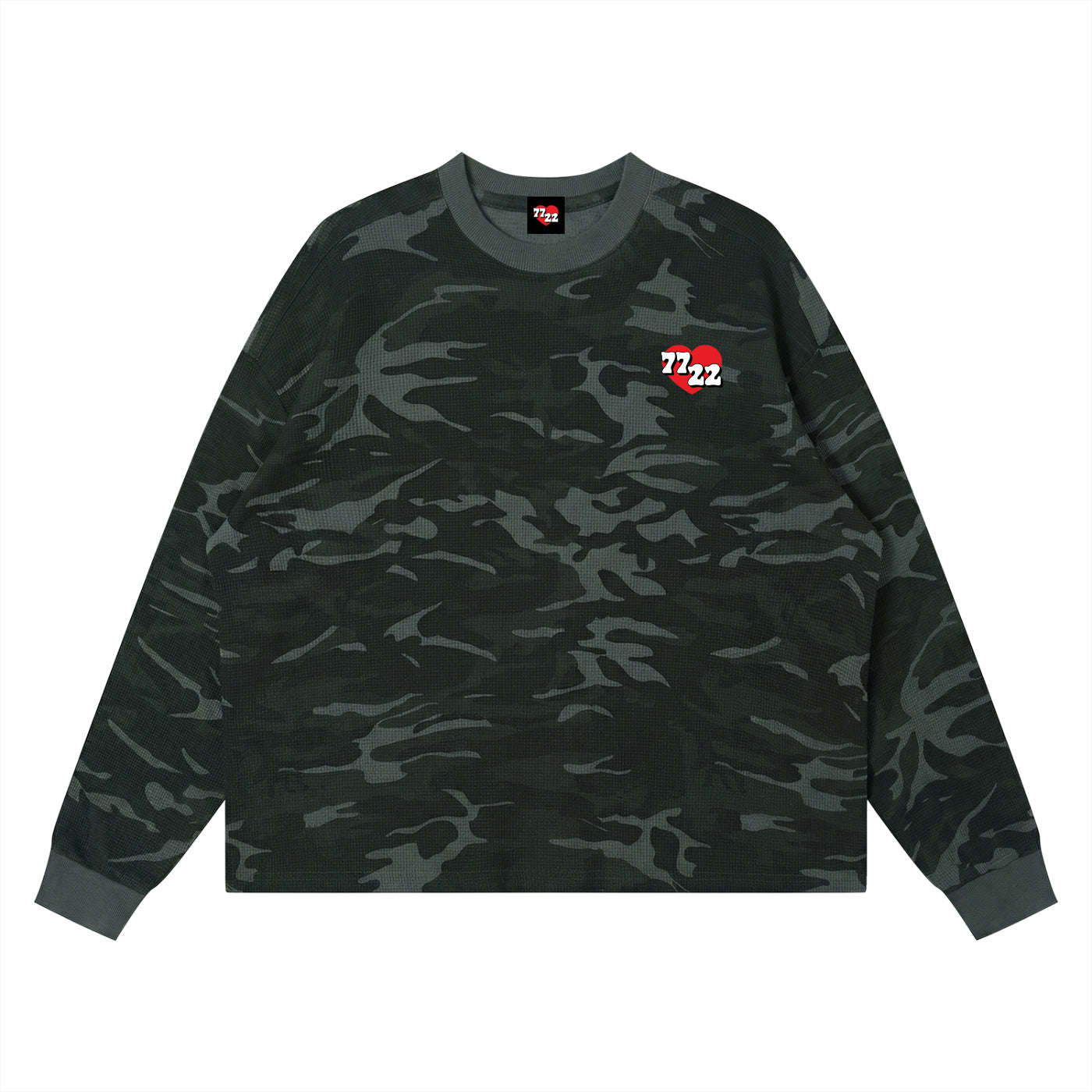 7722 (Red Heart) – Waffle Boxy Long Sleeve Tee