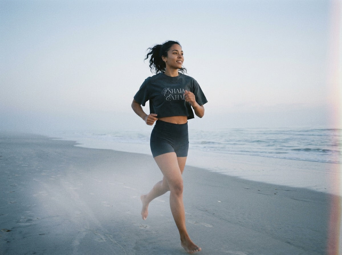 Inhala Exhala – Snow Washed Raw Edge Crop Top