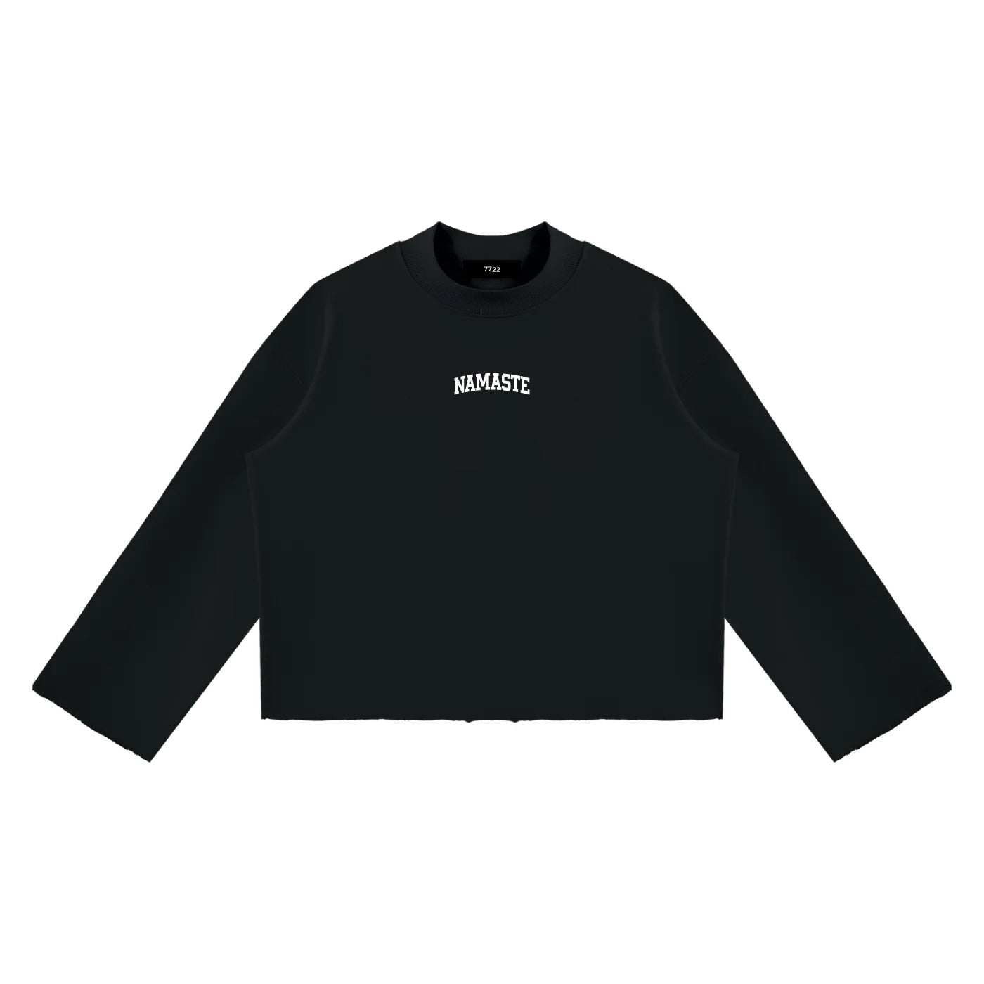 Namaste – Mock Neck Raw Edge Boxy Sweatshirt