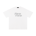 Unisex white 100% cotton tee with an elegant black "Inhala Exhala" script graphic on the chest.