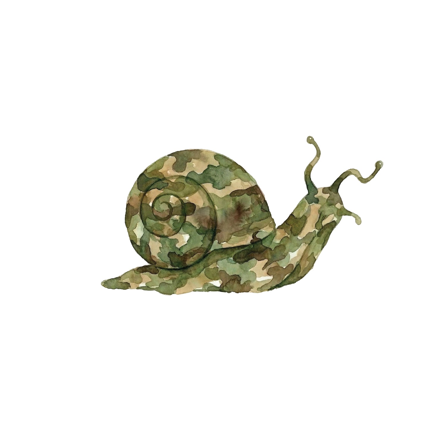 Harold the Snail (Camouflage Watercolor) – Unisex Pure Cotton Tee