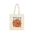 Tote bag with a basketball design and number 7722 on a white background