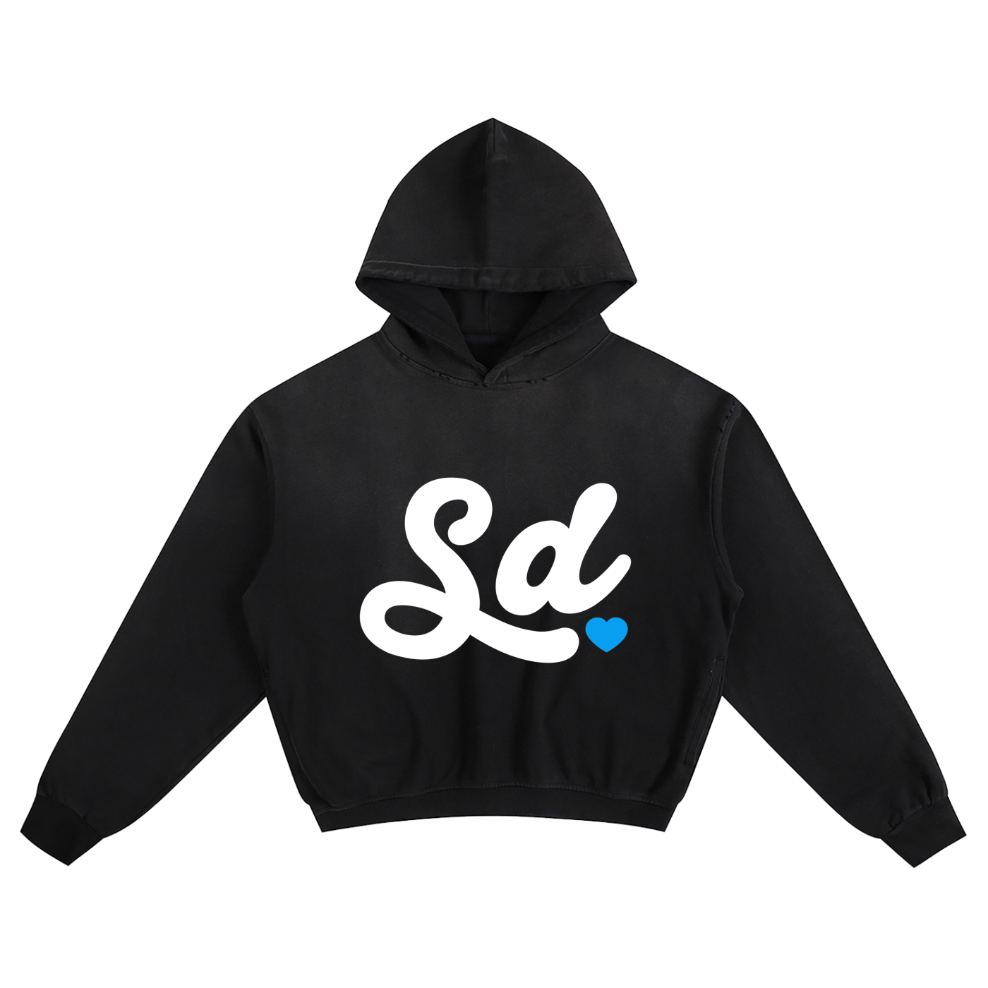 Black hoodie with 'Sd' logo on a white background