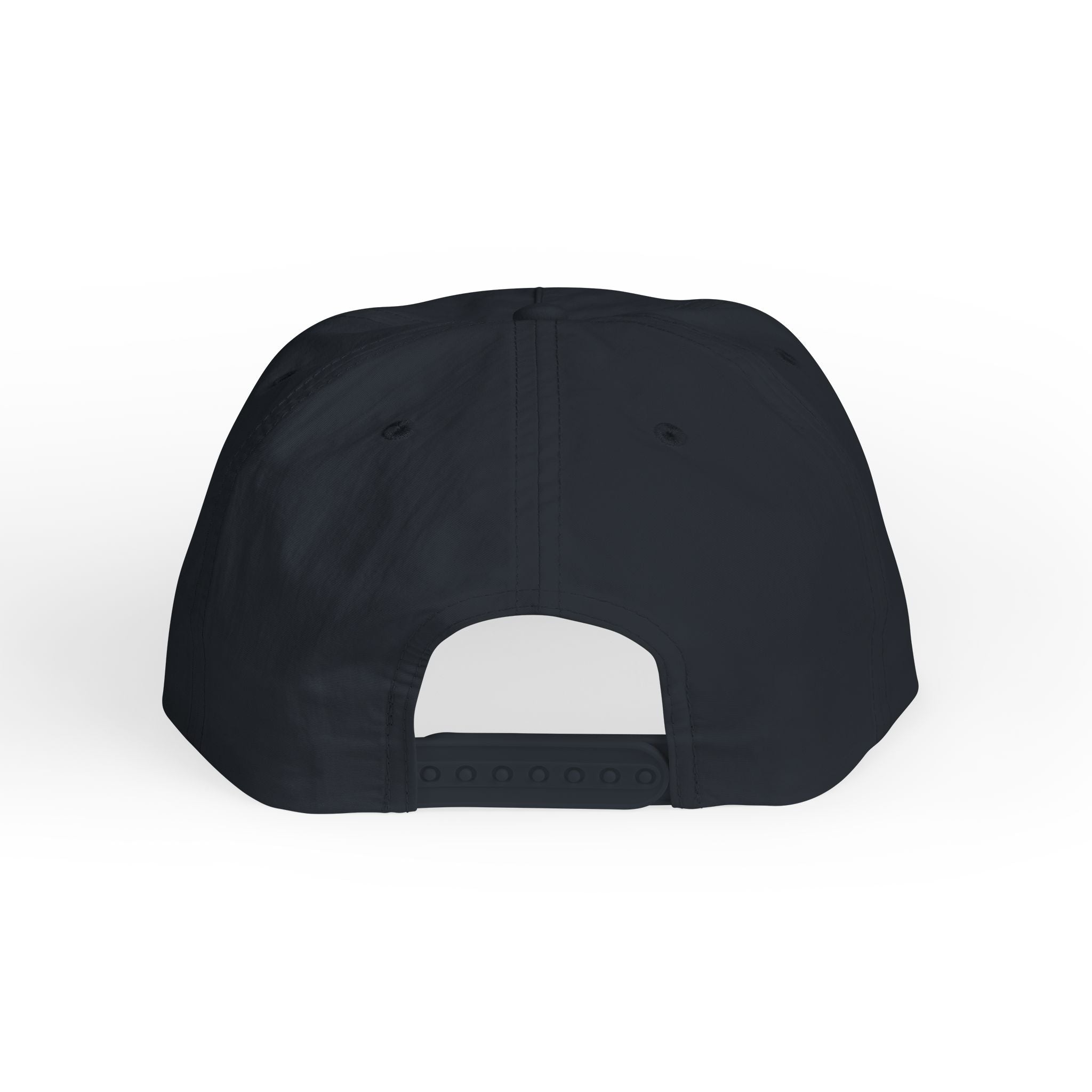 navy cap with a white patch on a white background